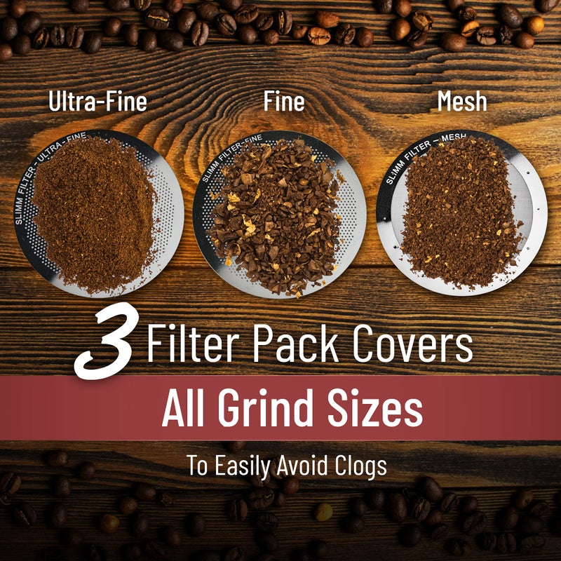 Slimm Filter Reusable Filter Set by Slimm Filter - 3 Piece, Stainless Steel Metal - Mesh, Fine, Ultra-Fine Metal Filter For AeroPress Coffee and Espresso Maker - Brew Barista-Grade Coffee At Home - Image 5
